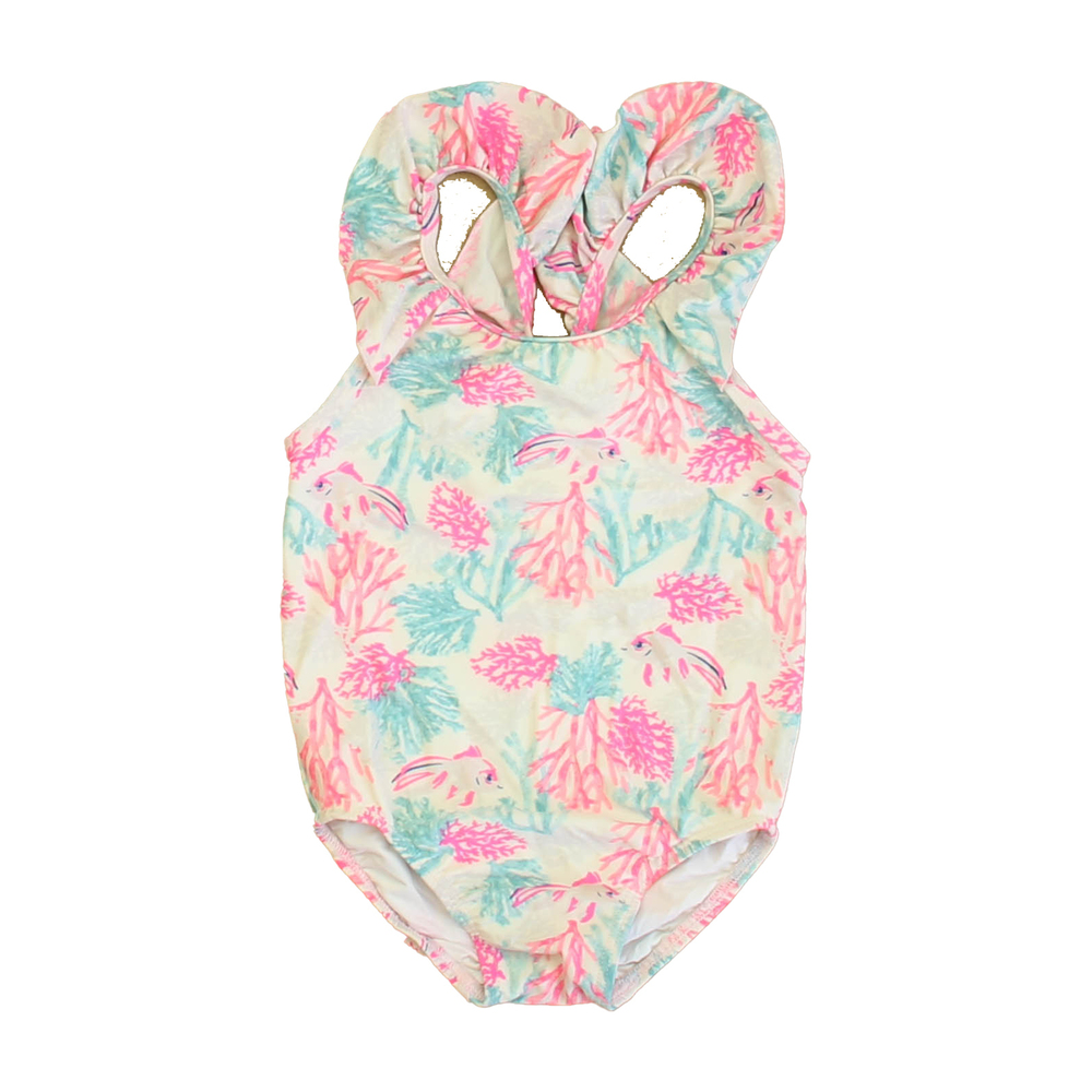 Egg Girls Pink | Blue Fish 1-piece Swimsuit size: 2T